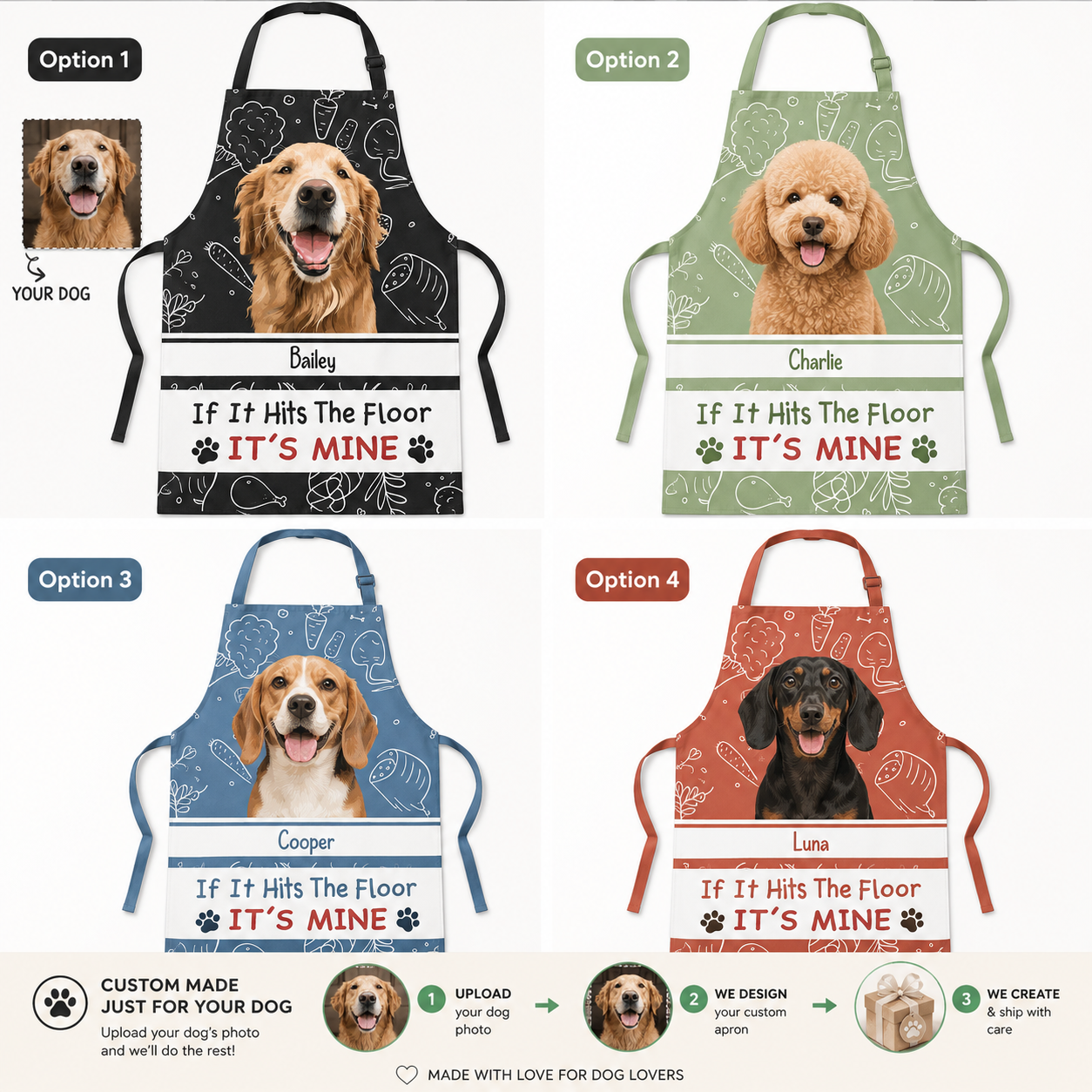 Custom Dog Face Apron Personalized Photo Apron, Funny Pet Lover Kitchen Gift for Dog Mom and Dog Dad THUC99