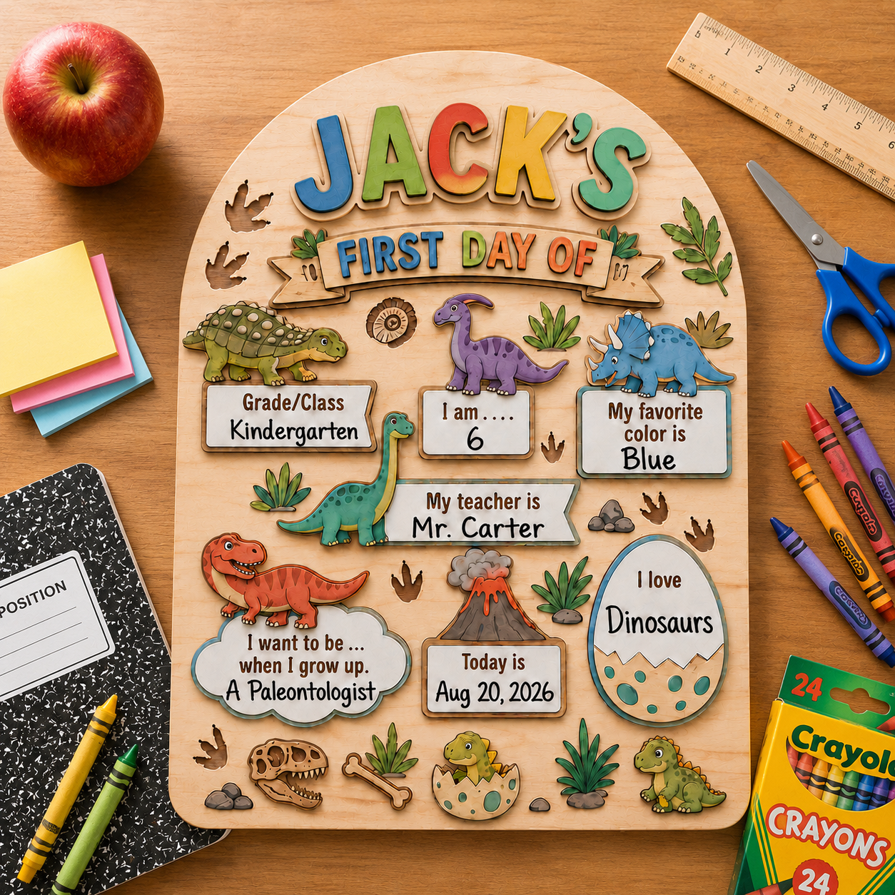 Custom Name First Day of School Sign, Personalized Last Day School Keepsake Board THUC99