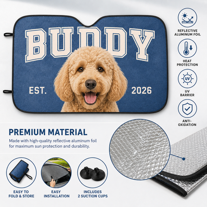 Personalized Dog Mom Car Sunshade, Custom Pet Photo Windshield Shade, Auto Accessories Gift THUC99