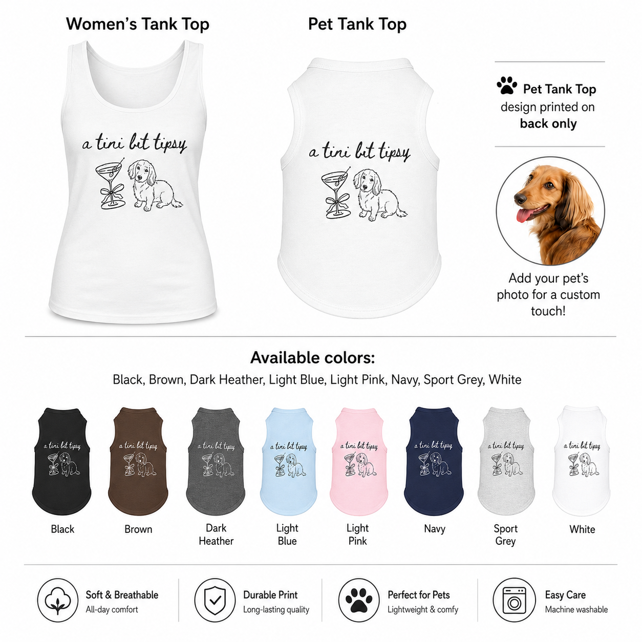 Personalized Women’s Dog Shirt Matching Outfit, Custom Tank Top and Pet Tank Top Set THUC99