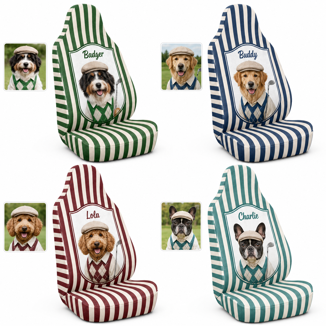 Custom Photo Dog Car Seat Cover, Personalized Pet Face Seat Protector, Dog Lover Auto Gift THUC99