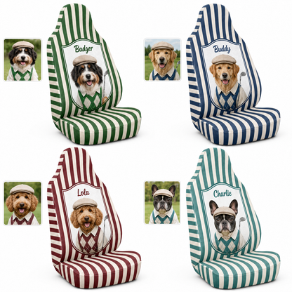 Custom Photo Dog Car Seat Cover, Personalized Pet Face Seat Protector, Dog Lover Auto Gift THUC99
