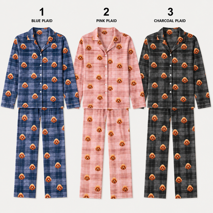 Personalized Pet Photo Pajamas Set for Men Women, Custom Dog Face Matching Sleepwear THUC99