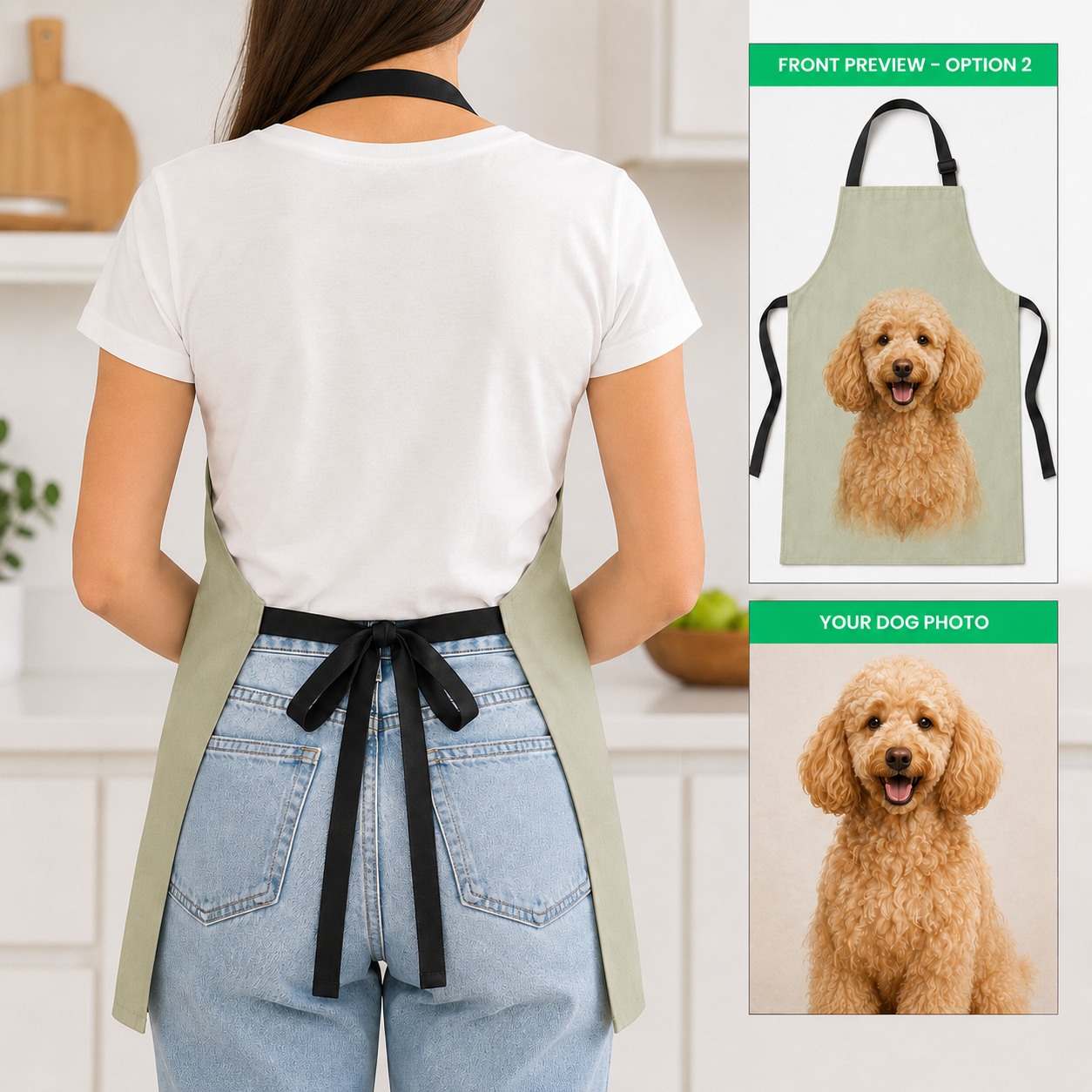 Custom Photo Dog Apron Personalized Pet Lover Apron, Funny Dog Mom Cooking and Baking Apron Gift THUC99