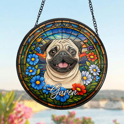 Custom Photo Cat Memorial Suncatcher – Personalized Pet Portrait Window Decor (THUC99)