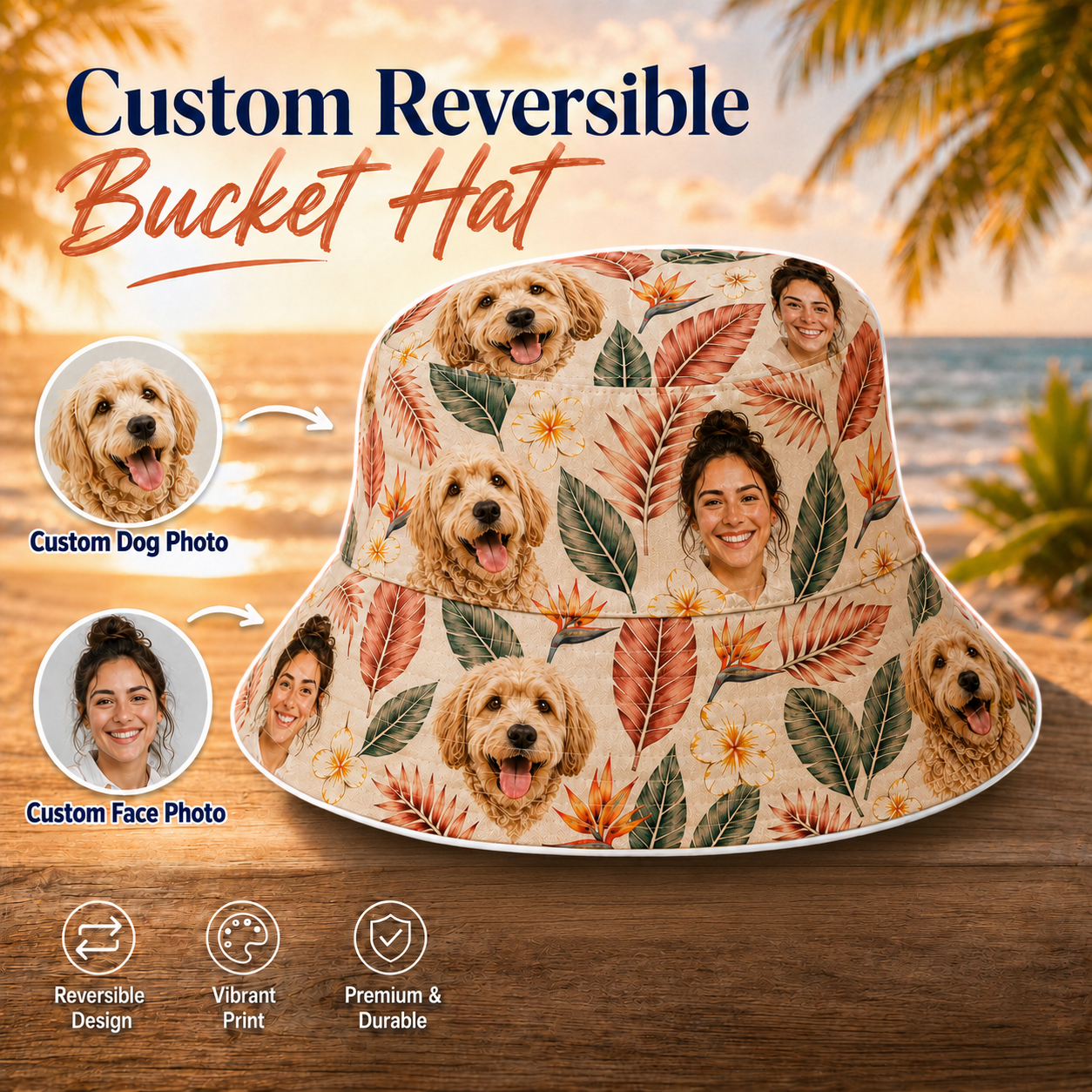 Custom Dog Photo Tropical Shirt, Personalized Hawaiian Beach Shirt, Dog Lover Gift Idea THUC99