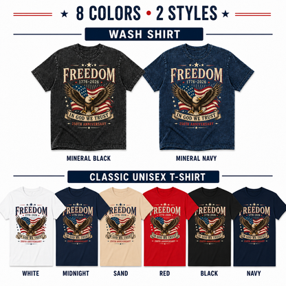 America 250th Anniversary T-Shirt Vintage Patriotic Wash T-shirt THUC99