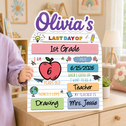 Personalized Kids School Board, Custom First Day of School Sign THUC99