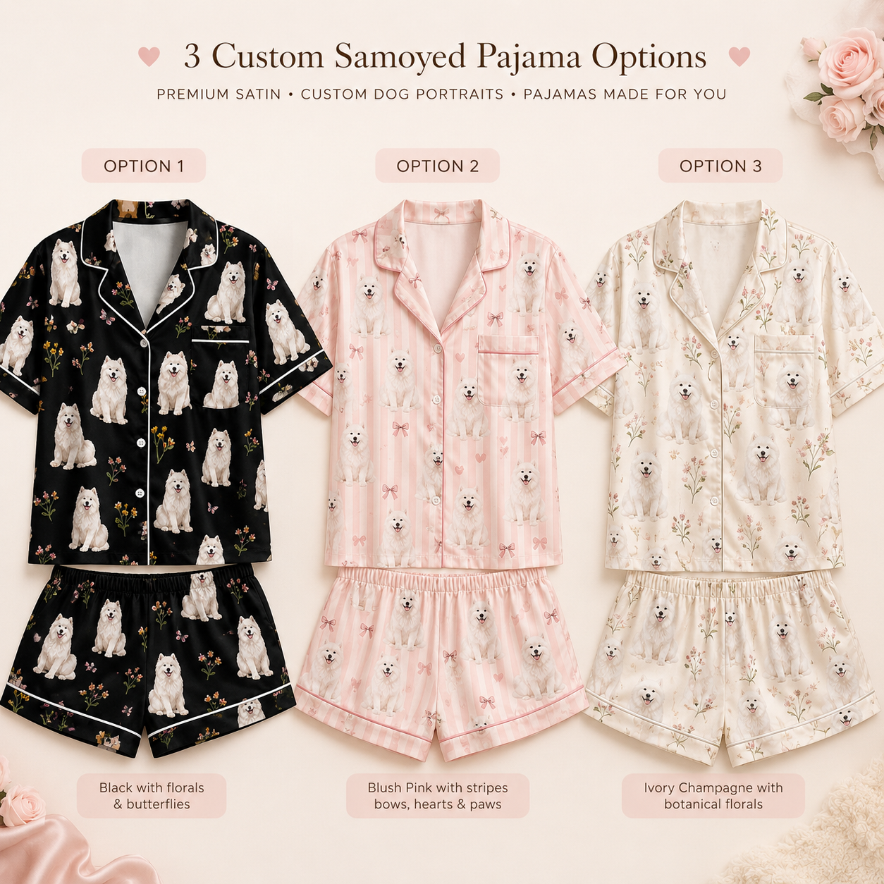 Custom Pet Portrait Satin Pajamas Set with Dog Photo Printed Sleepwear Gift THUC99