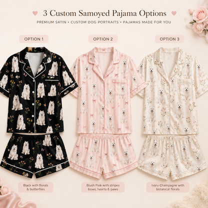Custom Pet Portrait Satin Pajamas Set with Dog Photo Printed Sleepwear Gift THUC99