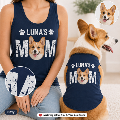 Personalized Women’s Tank Top with Dog Photo, Matching Pet Tank Top Summer Set THUC99