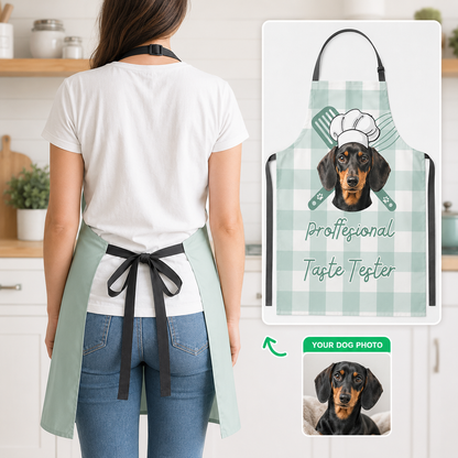 Personalized Dog Apron with Custom Dog Photo, 100% Poly Oxford Kitchen Apron for Dog Mom and Pet Parents THUC99