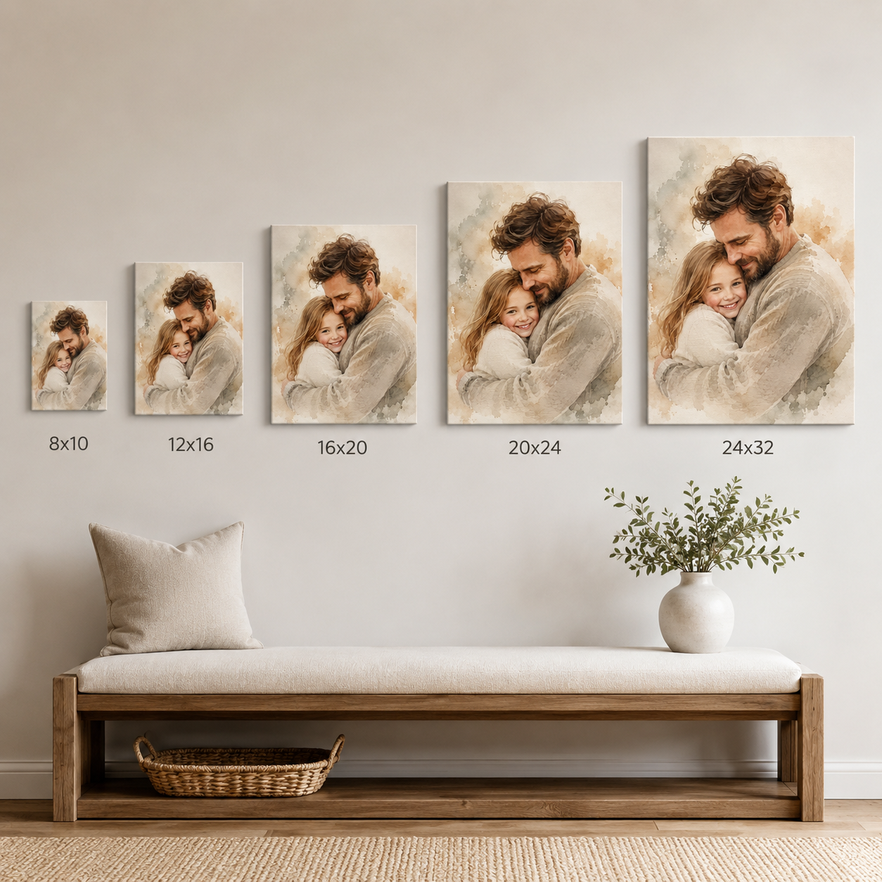 Custom Photo Dad & Daughter Canvas Wall Art - Custom Gift For Dad TOM99