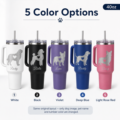 Personalized Dog Photo Travel Tumbler 40oz – Custom Pet Gift for Dog Lovers and Pet Parents THUC99
