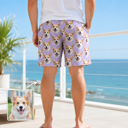 Personalized Custom Dog Picture Beach Shorts Summer Swim Trunks for Men THUC99