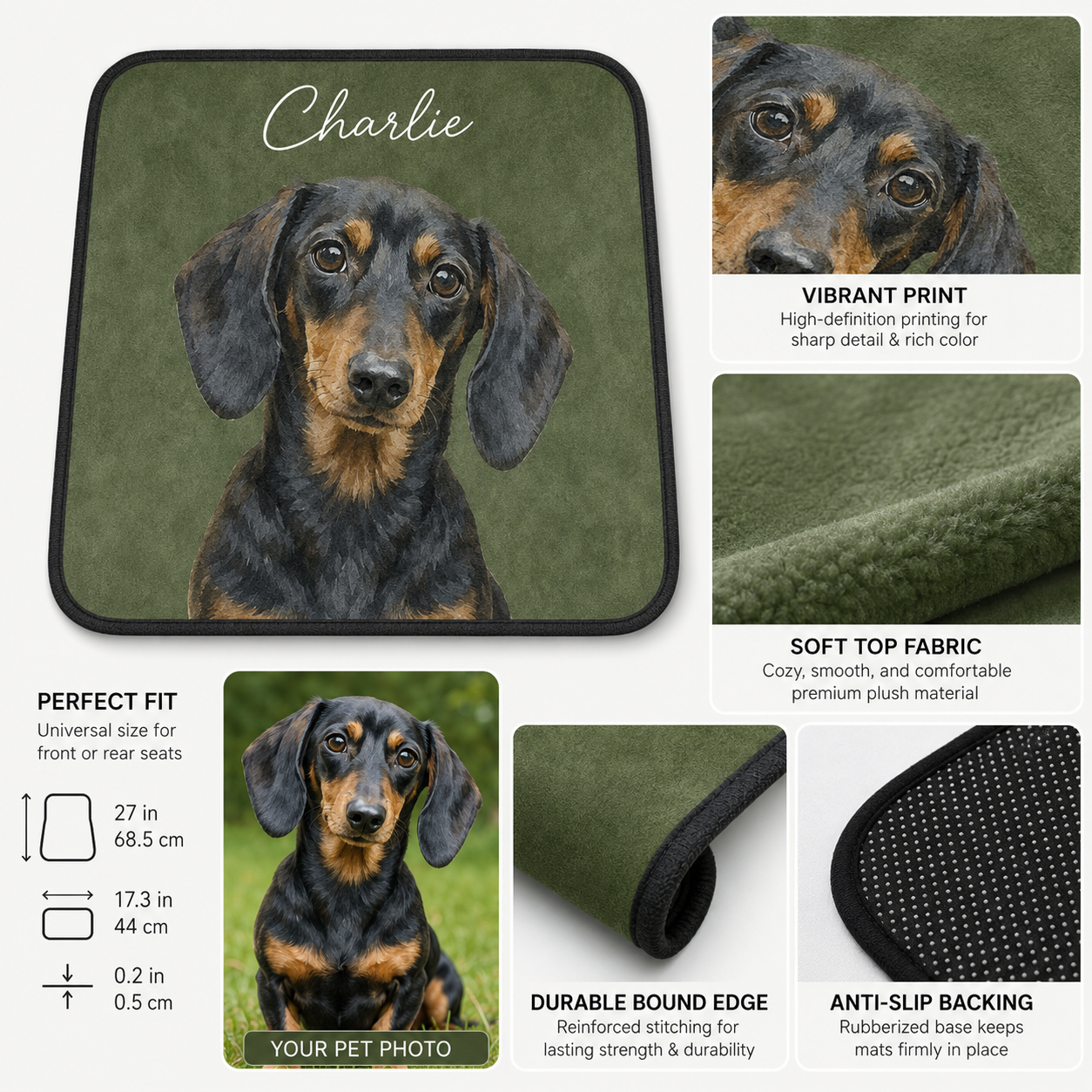 Custom Photo Dog Car Floor Mats 4-Piece Set, Personalized Pet Car Floor Mat, Car Interior Accessories THUC99