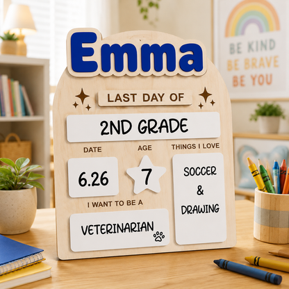 Personalized Preschool Kindergarten Board, Back to School Keepsake Sign THUC99