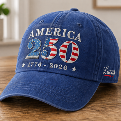 USA Semiquincentennial 250th Anniversary Embroidered Vintage Baseball Hat for Patriots THUC99