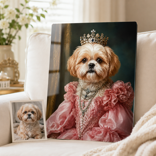 Personalized Dog Royal Metal Wall Art – Custom Pet Portrait Print With Name THUC99