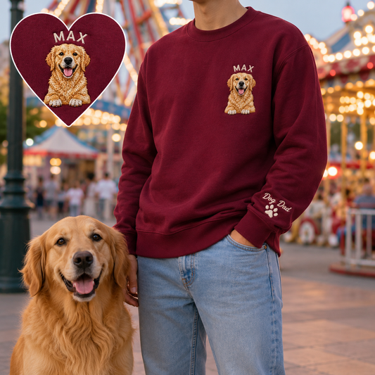 Personalized Pet Memorial Sweatshirt, Custom Dog Photo Embroidered Hoodie THUC99