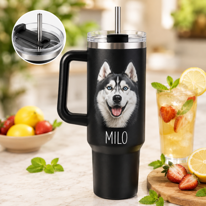 Custom Dog Picture 40oz Tumbler – Personalized Pet Lover Stainless Steel Travel Mug THUC99 (Copy)