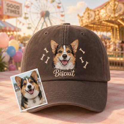 Custom Dog Dad Hat, Embroidered Dog Face Cap, Personalized Pet Memorial Gift THUC99