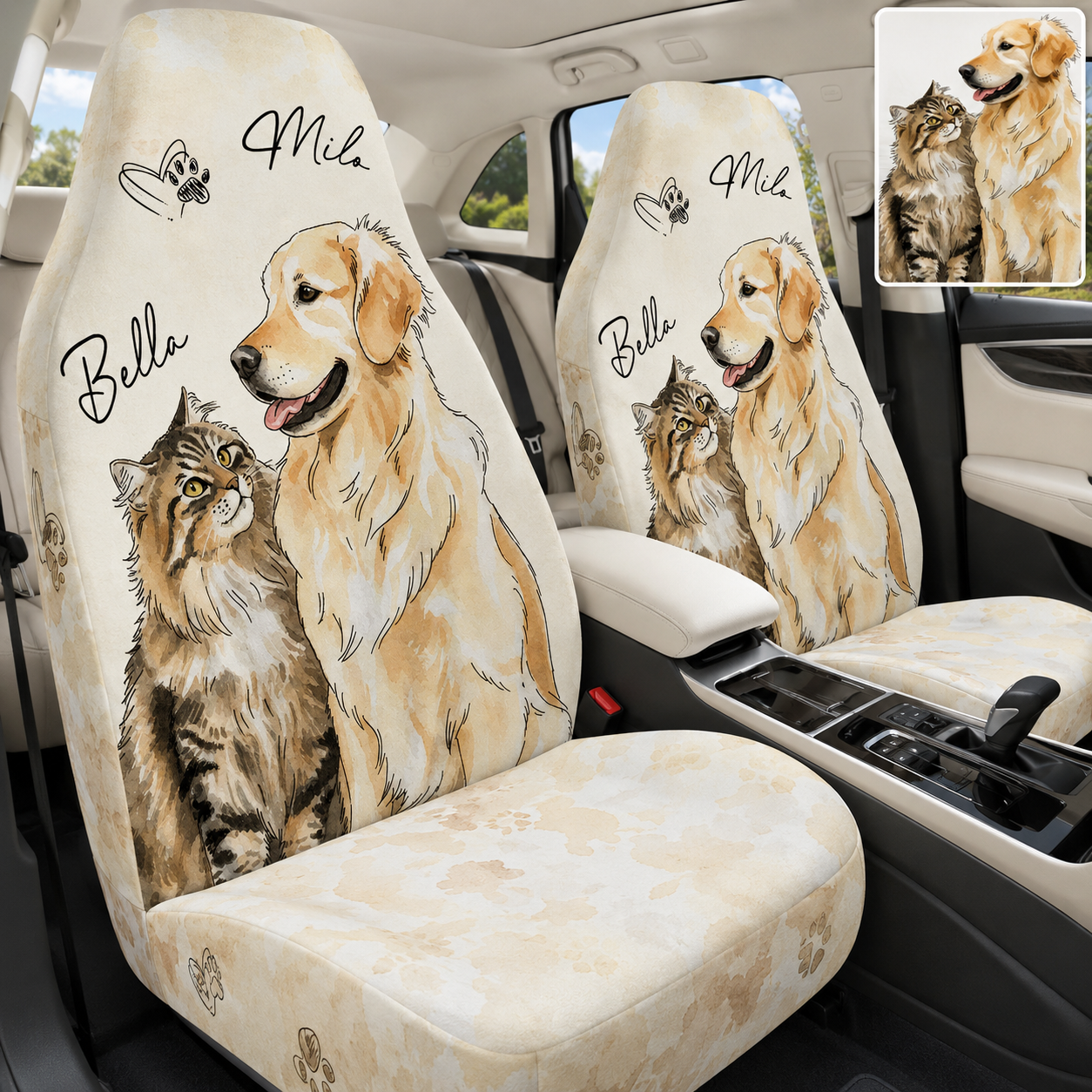 Custom Photo Pet Car Seat Cover, Personalized Dog Face Car Seat Protector, Car Accessories Gift THUC99