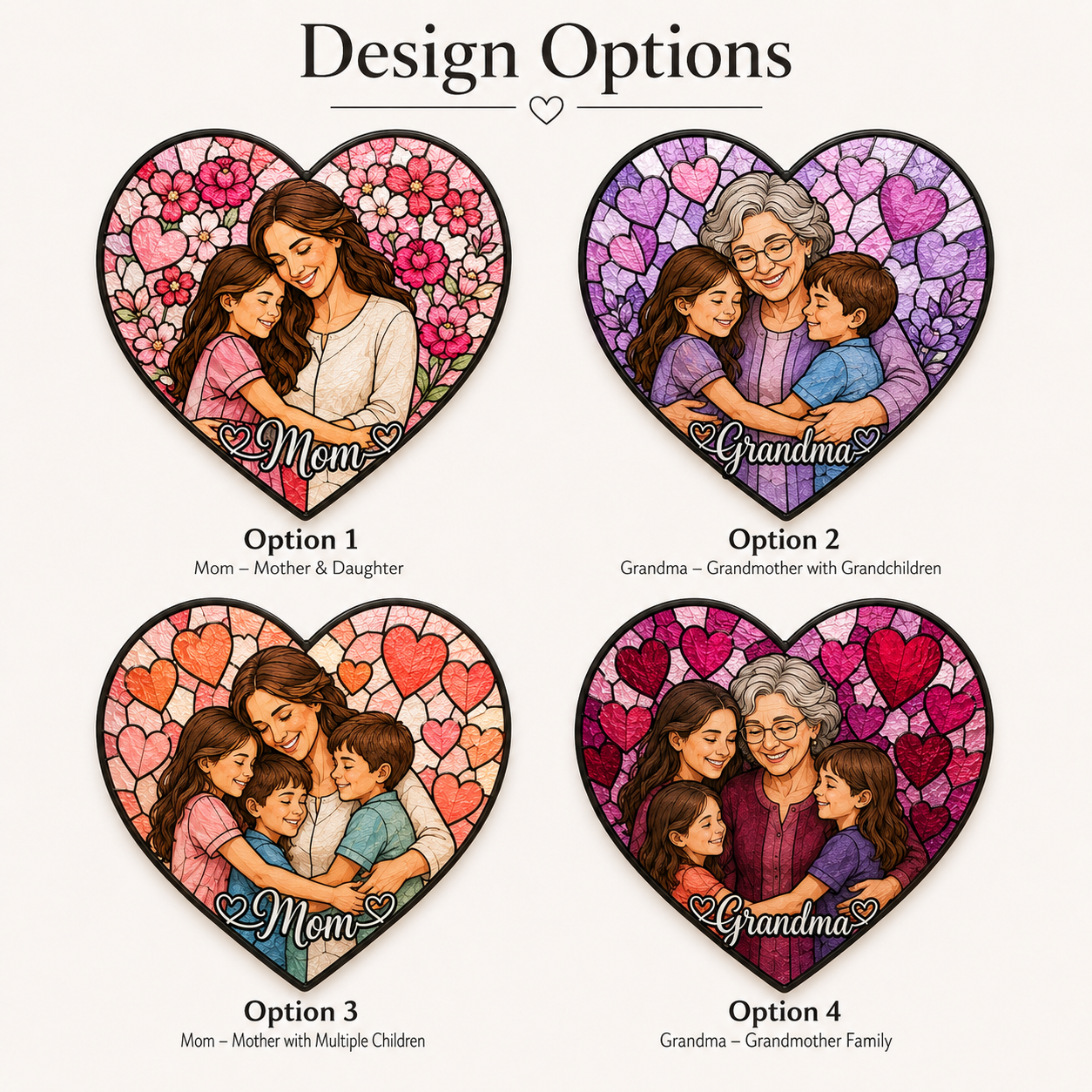 Custom Mom and Daughter Photo Glass Suncatcher, Personalized Family Portrait Window Decor Gift THUC99