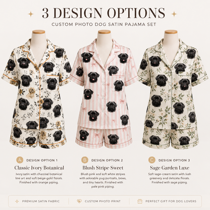 Personalized Puppy Photo Satin Sleepwear Set Cute Custom Pajamas for Dog Mom THUC99