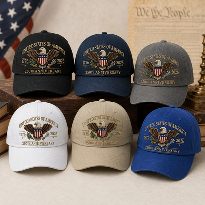 USA 250th Anniversary Embroidered Vintage Hat 1776–2026 Patriotic Adjustable Dad Cap THUC99