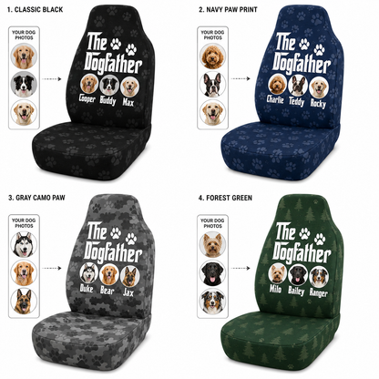 Custom Dog Photo Car Seat Protector, Personalized Dog Father Seat Cover, Dog Mom Gift THUC99