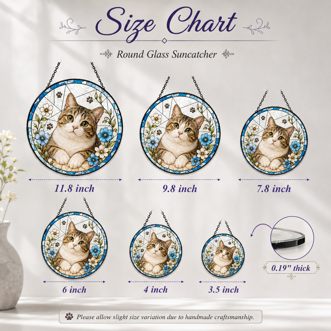 Custom Photo Pet Cat Glass Suncatcher Decor – Personalized Cat Lover Gift for Her THUC99