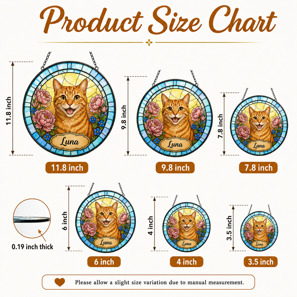 Custom Photo Cat Stained Glass Suncatcher – Personalized Cat Portrait Window Hanging Gift THUC99