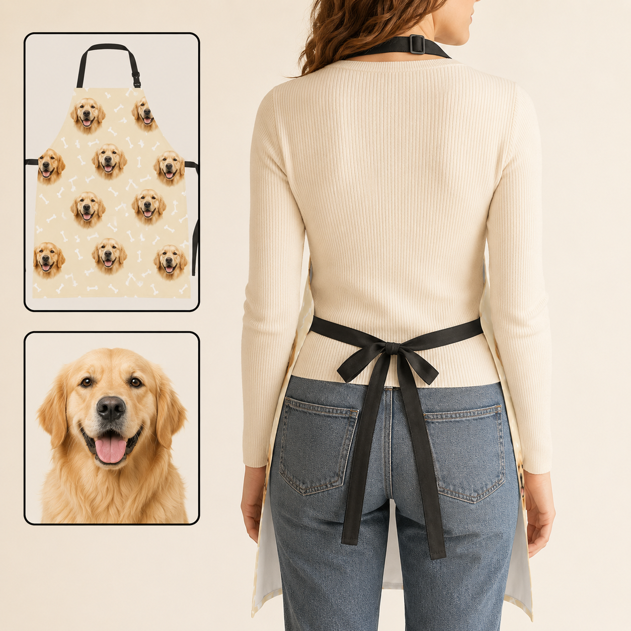 Custom Pet Photo Apron Personalized Dog Kitchen Apron, Unique Gift for Dog Lovers, Bakers and Home Cooks THUC99