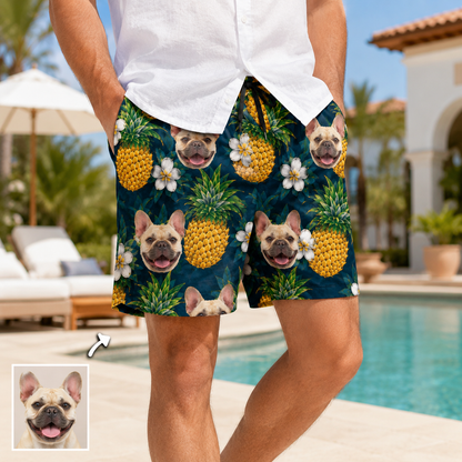 Personalized Dog Photo Beach Trunks Custom Pet Face Summer Swim Shorts THUC99