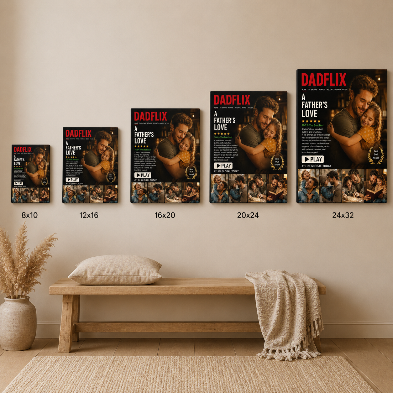 Custom Photo DADFLIX Canvas Wall Art - Custom Gift For Dad TOM99