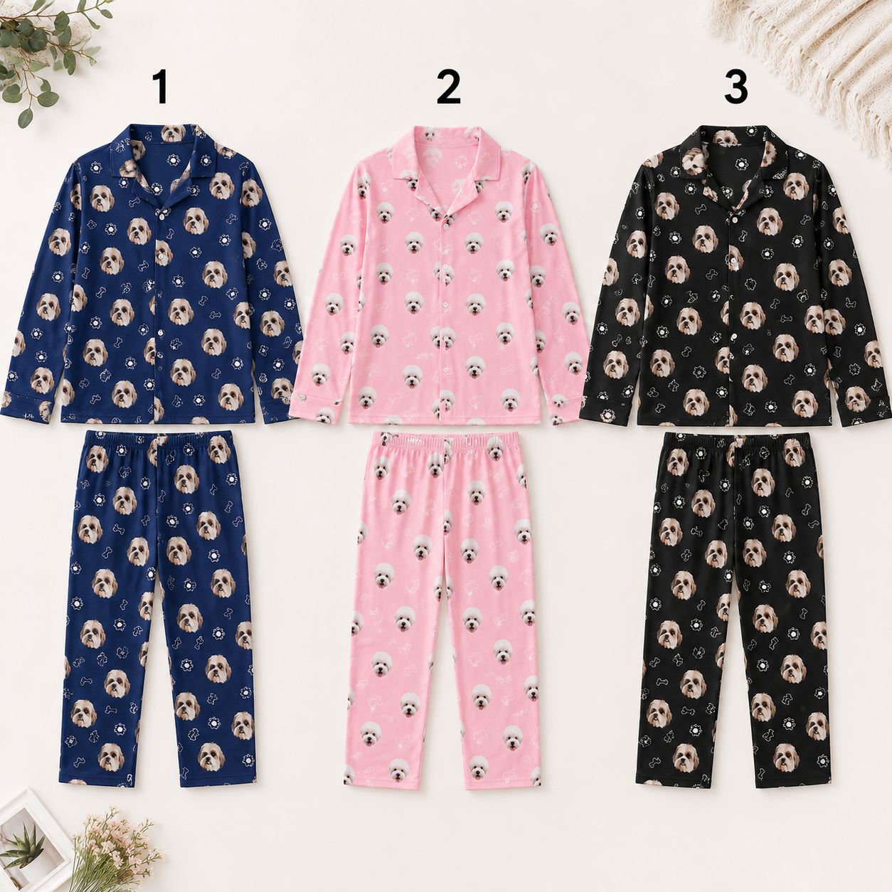 Custom Pet Portrait Pajama Set for Men and Women, Personalized Dog Lover Sleepwear Gift THUC99