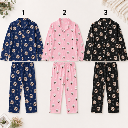 Custom Pet Portrait Pajama Set for Men and Women, Personalized Dog Lover Sleepwear Gift THUC99