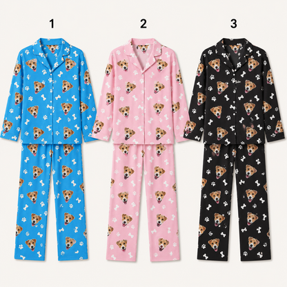 Custom Dog Photo Unisex Pajamas Set, Personalized Pet Face Sleepwear for Men and Women THUC99