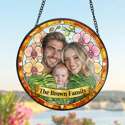 Custom Photo Family Photo Suncatcher – Personalized Stained Glass Window Hanging For Mom Gift THUC99