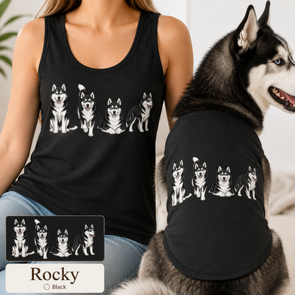 Custom Pet Photo Tank Top Set, Matching Owner and Dog Gift Outfit Gift For Women THUC99