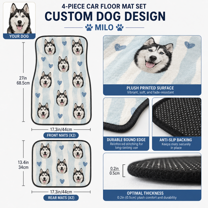 Personalized Dog Car Floor Mats 4-Piece Set, Custom Pet Photo Auto Mat, Dog Lover Gift THUC99