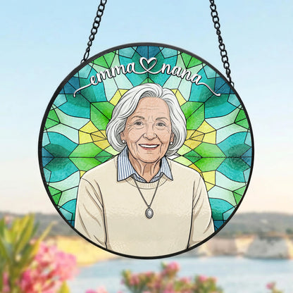 Personalized Grandma Stained Glass Suncatcher – Heartfelt Gift for Nana or Mom THUC99