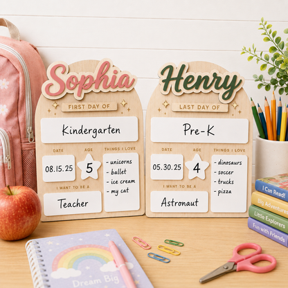 Custom Kids School Milestone Sign, First and Last Day Photo Board THUC99