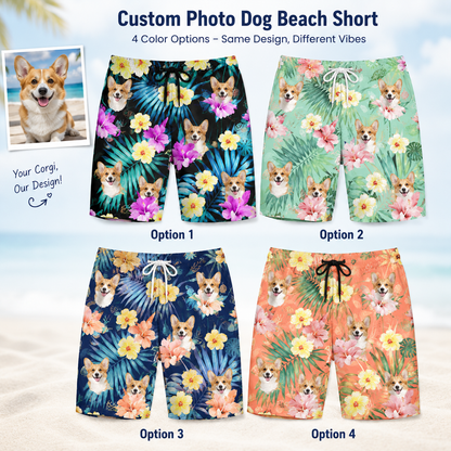 Custom Pet Face Swim Shorts Personalized Dog Photo Beach Trunks for Vacation THUC99