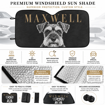 Custom Dog Auto Car Sun Shade, Personalized Pet Windshield Sunshade, Custom Photo Dog Car Accessories Gift THUC99