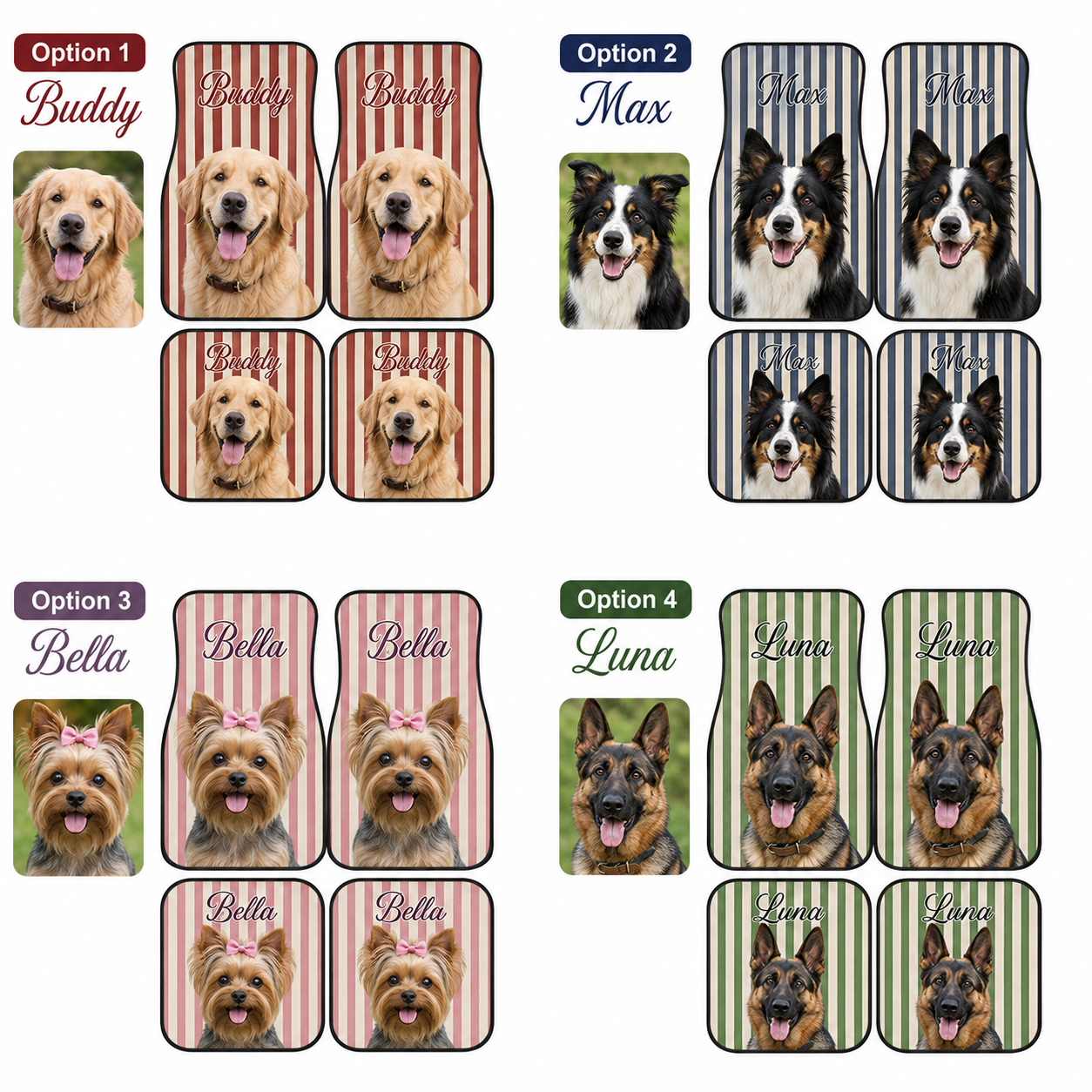 Custom Photo Pet Car Mats 4-Piece Set, Dog Lover Car Interior Accessories THUC99