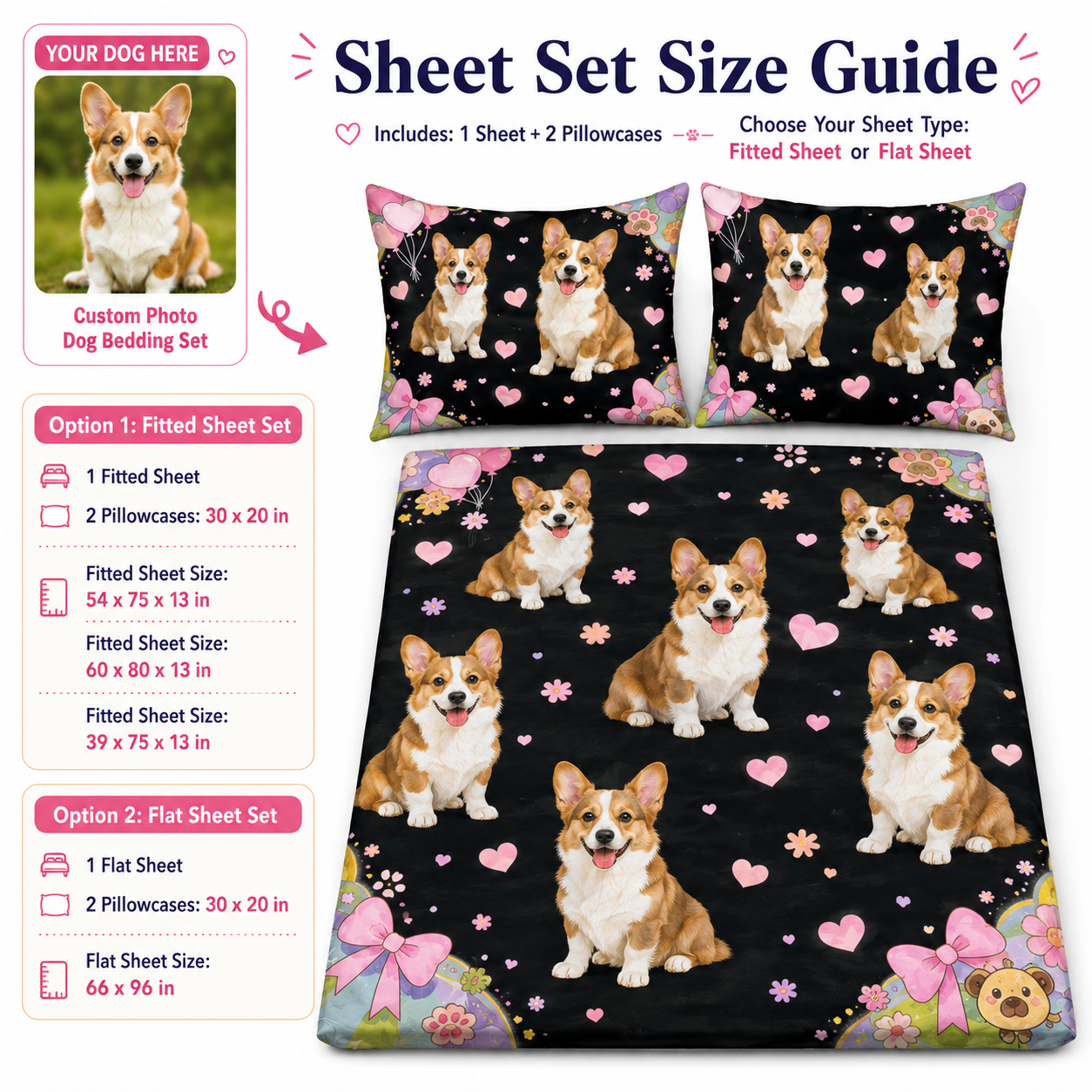 Personalized Pet Bedding Set, Custom Dog Photo Sheet Or Duvet Cover THUC99