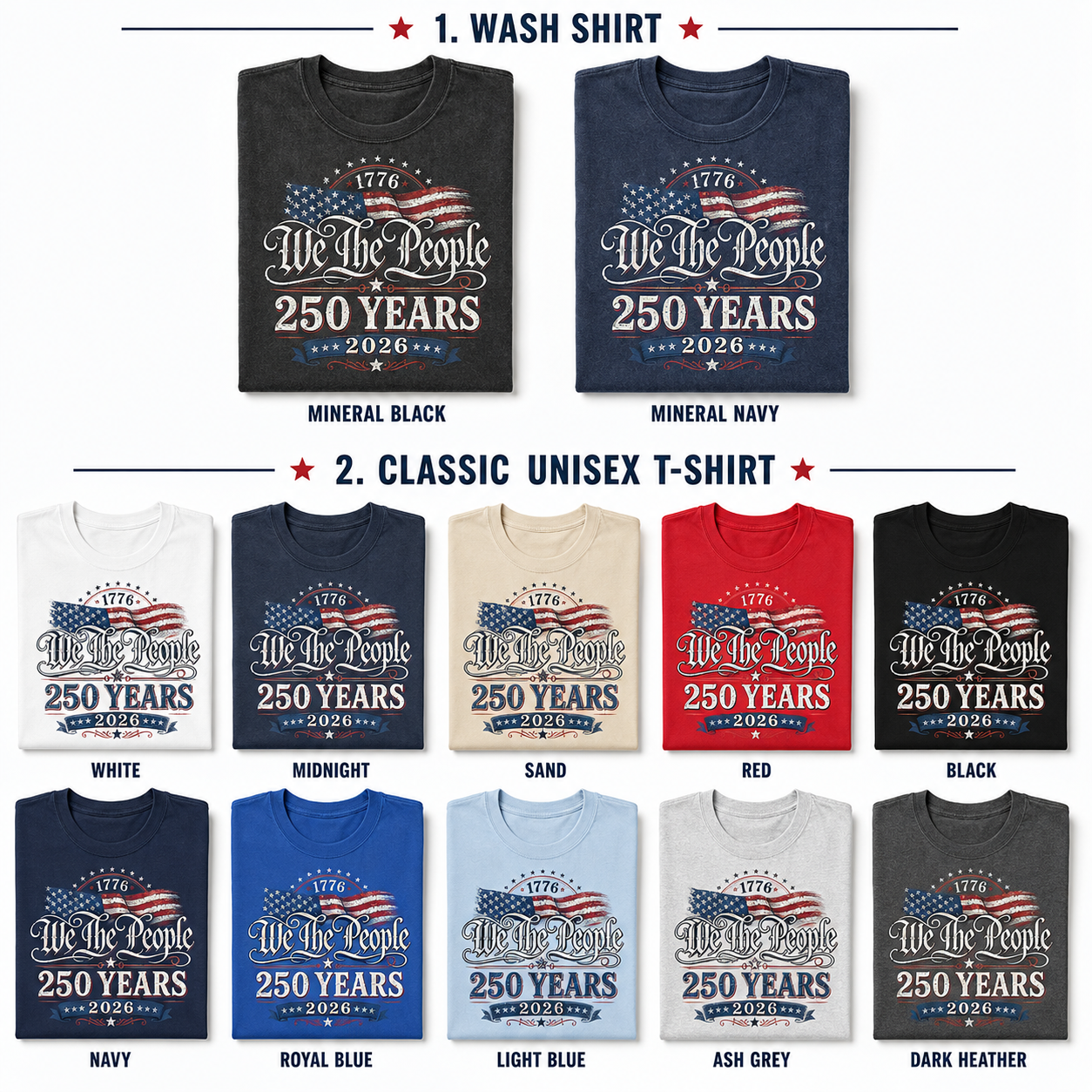 USA America 250 Years T-Shirt Patriotic Independence Day Tee THUC99