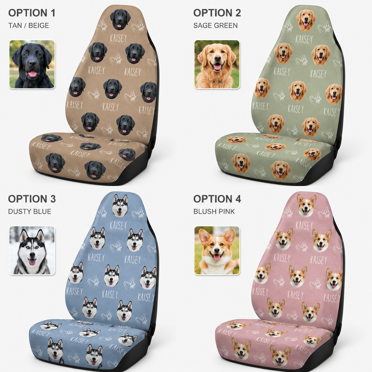 Custom Dog Face Car Seat Cover, Personalized Pet Lover Seat Protector, Cute Car Decor Gift THUC99
